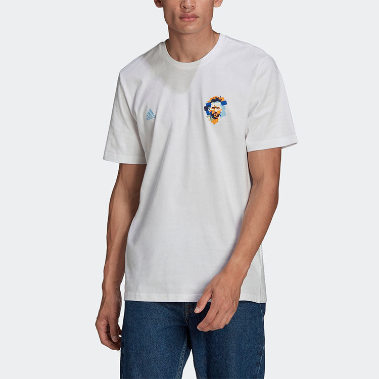 adidas Printing Round Neck Pullover Sports Short Sleeve White HA0935