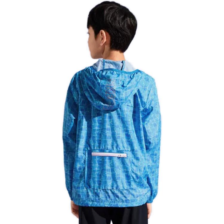 (GS) Skechers Hooded Zipper Pocket Sun Protection Jacket 'Blue White' P222B007