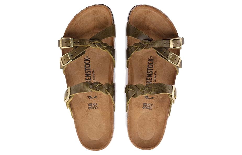 Birkenstock Franca Oiled Leather Narrow Fit Sandals 'Olive Green' 1024059