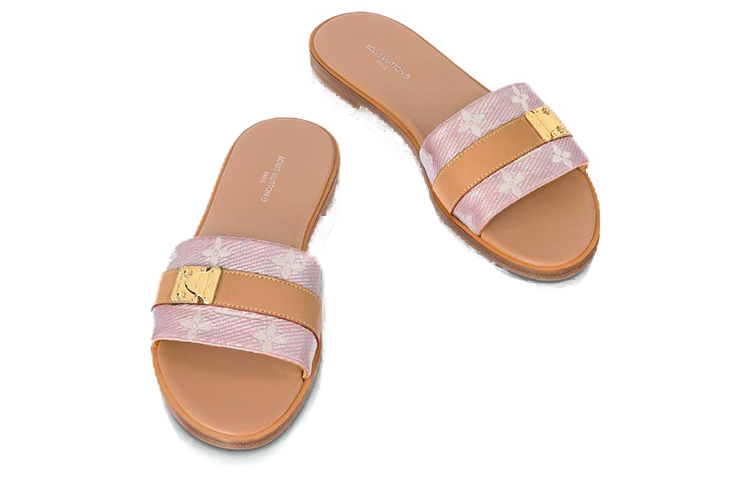 (WMNS) LOUIS VUITTON Lock It Slides 'Pink Monogram with Brown' 1ABV19