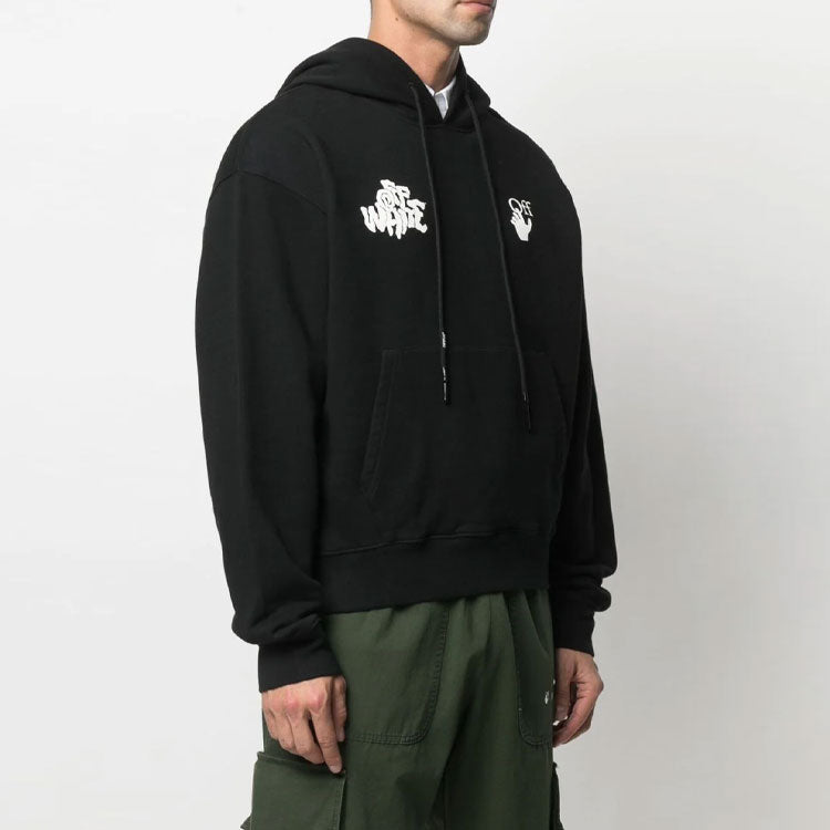 Off-White SS21 Red Tongue Out Over Logo Printing Pullover Loose Fit Black OMBB037S21FLE0061001