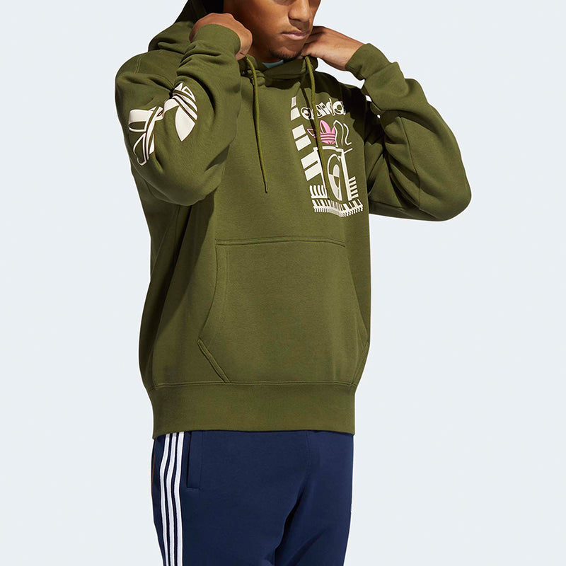 adidas originals Casual Sports hooded Pullover Green GN3865