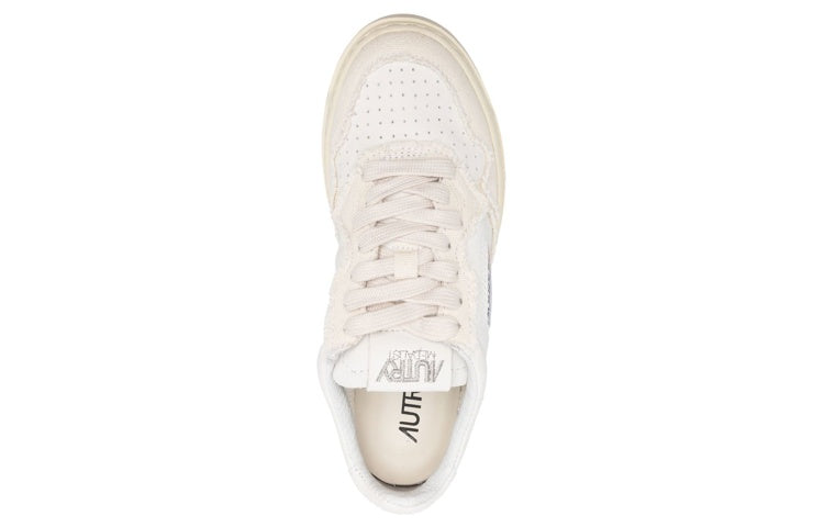 (WMNS) AUTRY Medalist Low Soft Goatskin and Frayed Canvas 'White and Ivory White' AULW-CB01