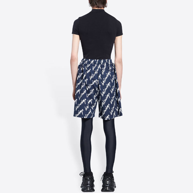 Balenciaga All Over Scribble Shorts 'Indigo' 672410TLLJ48502