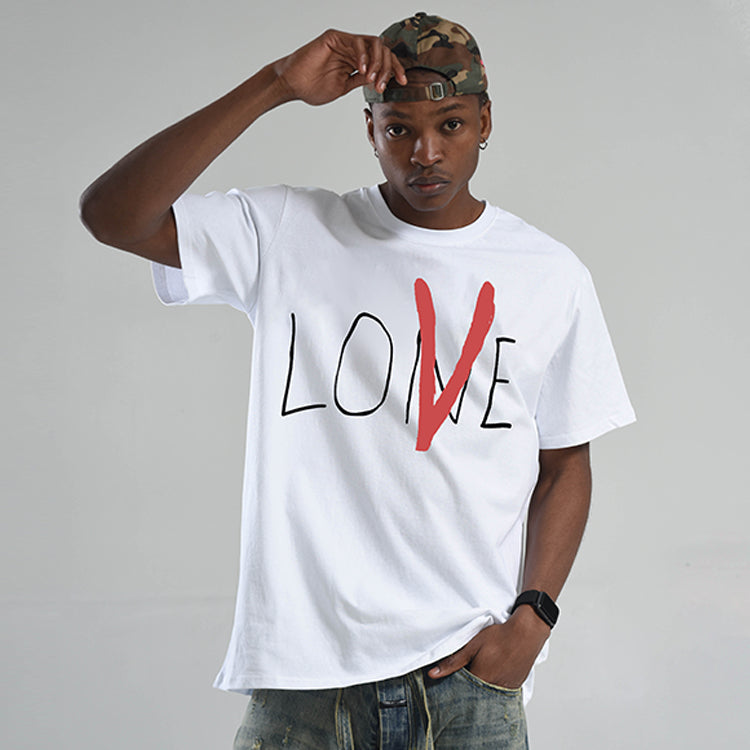 VLONE Love Tee Back Large Logo Short Sleeve Couple Style White Red VLTE18SS002