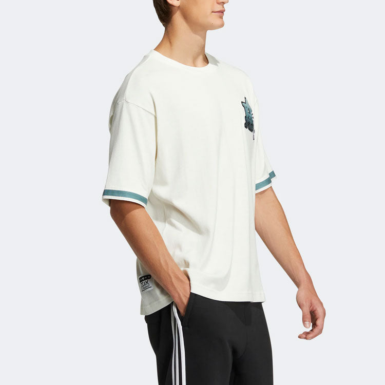 adidas Alphabet Printing Round Neck Pullover Short Sleeve Unisex White HS2016