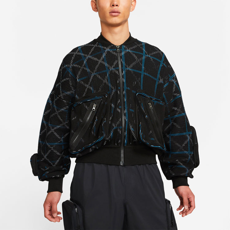 Nike MA-1 Bomber Multiple Pockets Knit aviator Jacket Black CW8021-010