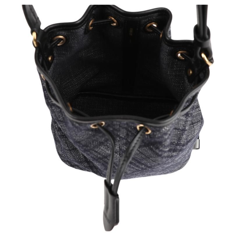 (WMNS) Burberry Drawstring Denim Bucket Bag 'Black' 8111940