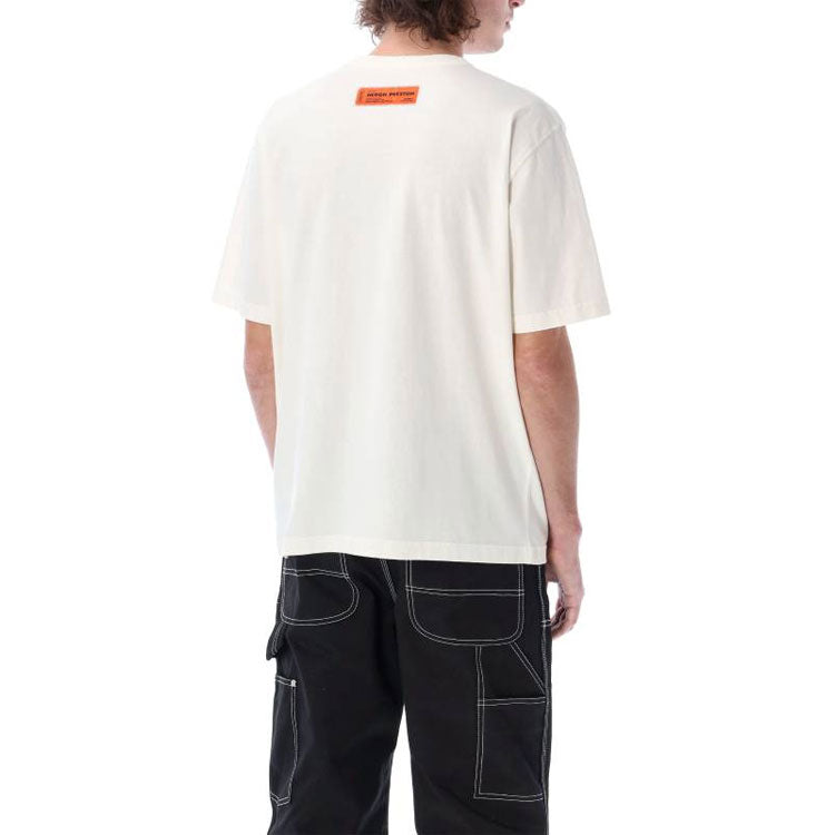 HERON PRESTON SS23 Misprinted Heron T-shirt 'White Navy' HMAA032S23JER0060146