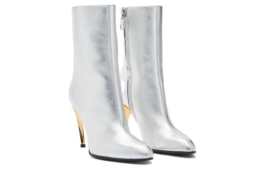 (WMNS) Alexander McQueen Armadillo Side-zipped Ankle Boots 'Silver' 780677WIF218369