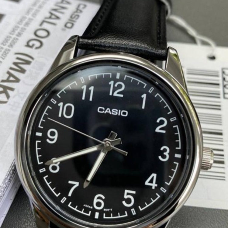Men's CASIO DRESS Series Minimalistic Retro Small Business Numeric Watch Mens Black Analog MTP-V005L-1B4