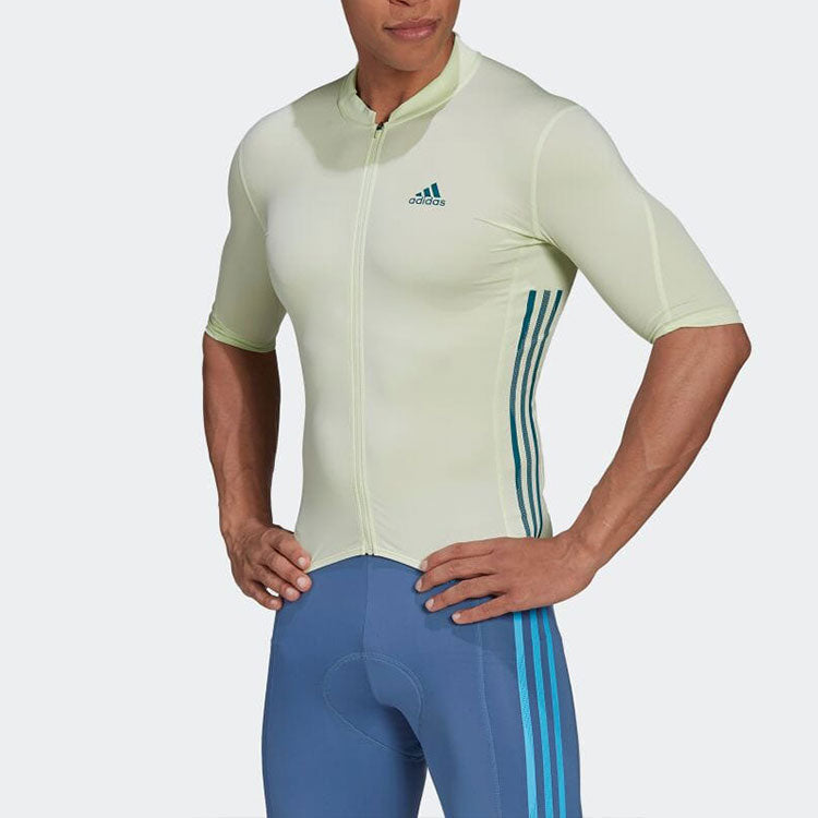 Men's adidas Logo Printing Stripe Zipper Half Sleeve Creamy White T-Shirt H62208