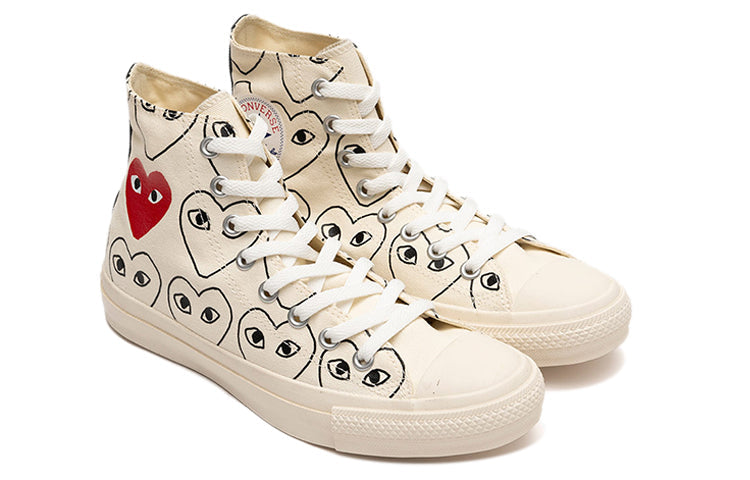 CDG x Converse Chuck Taylor All Star Multi-Heart Sneakers Ivory/Black 168985C