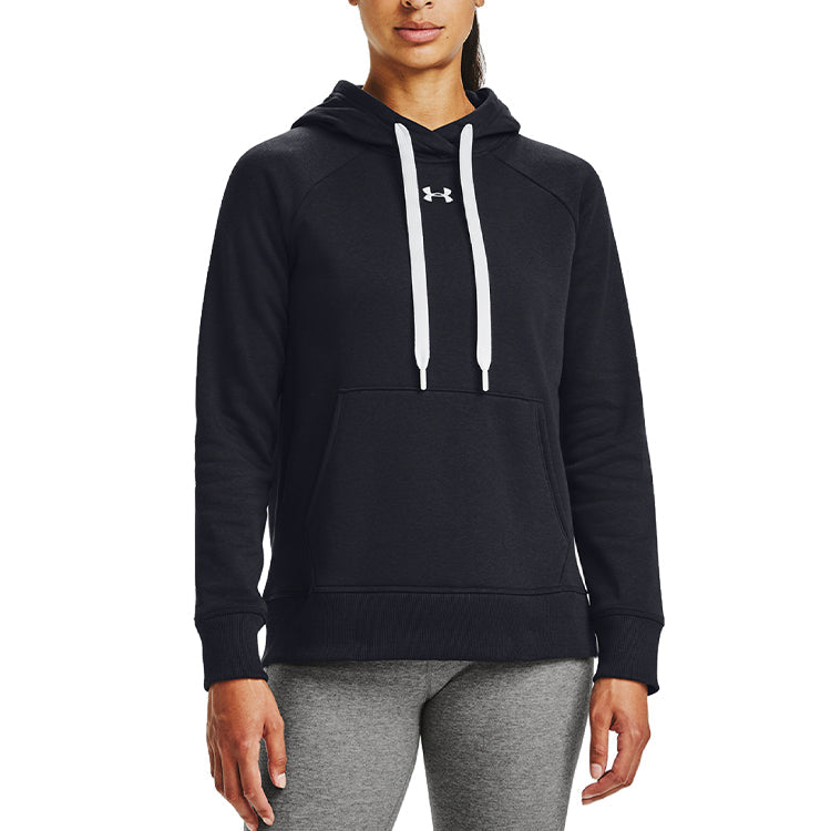 (WMNS) Under Armour Rival Fleece Hoodie 'Black White' 1356317-001