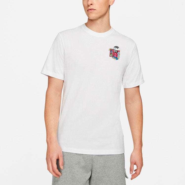 Nike Sportswear Shoe Cartoon Printing Sports Round Neck Short Sleeve White DD1261-100
