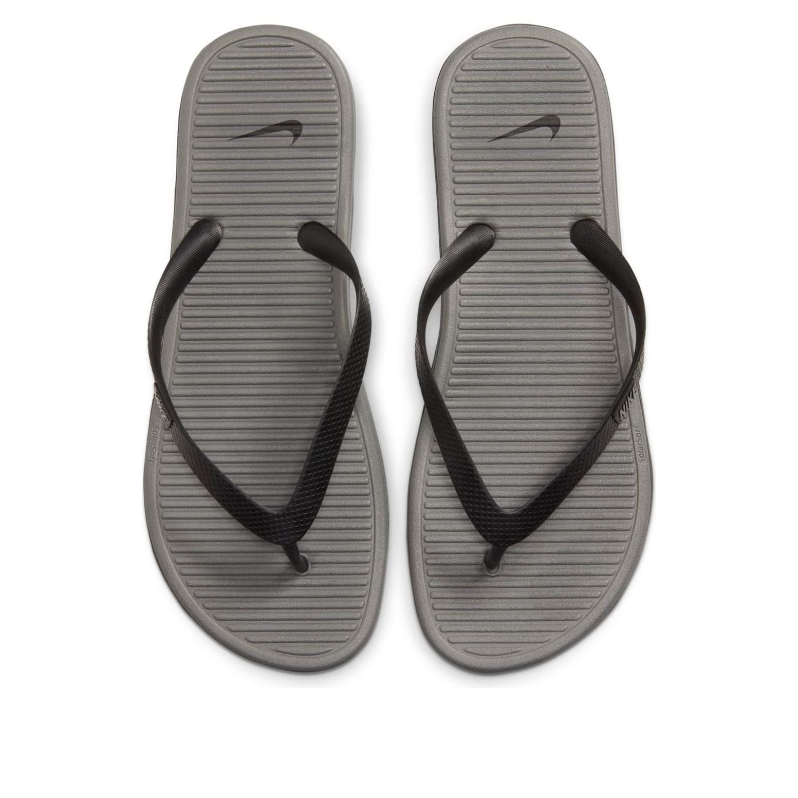 Nike Solarsoft Thong Black Gray Slippers 488160-090