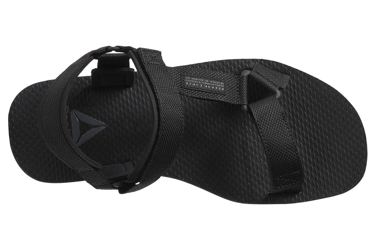 Reebok Expce Wear-Resistant Non-Slip Open Toe Flat Heel Sports Black Sandals CN6480