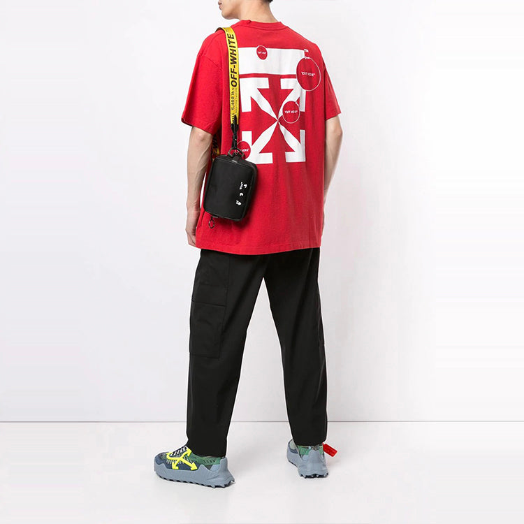 Off-White Logo Printing Round Neck Short Sleeve Red OMAA038F20FAB0082501