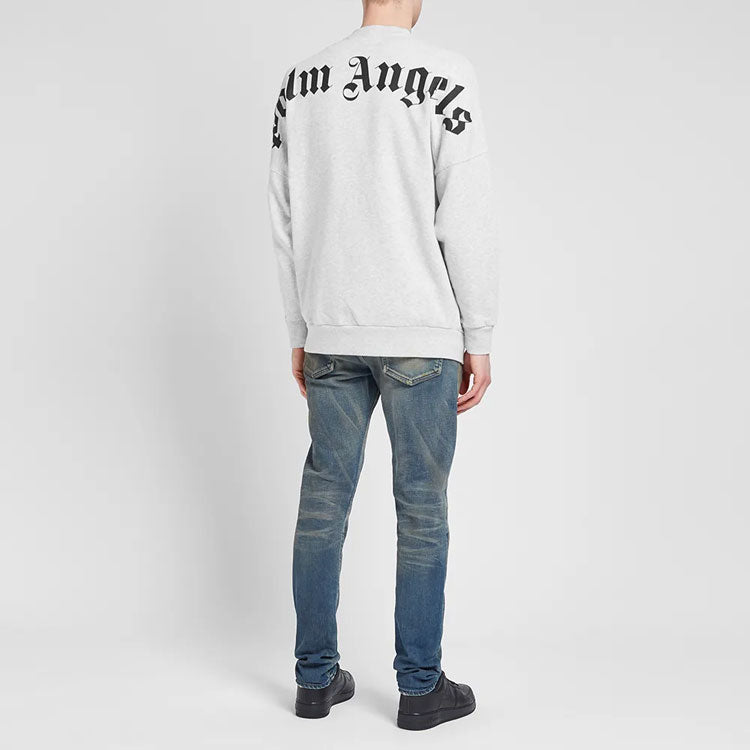 Men's PALM ANGELS Logo Over Sweatshirt Logo Pullover Gray PMBA021E194410020710