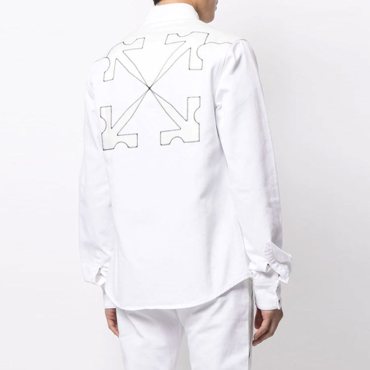 Off-White SS21 Patchwork Print Shirt White OMYD025R21DEN0030101