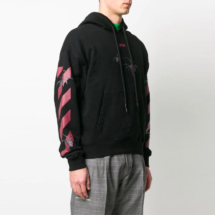 Off-White SS20 Spider Arrow Printing Hooded Fleece Men Black OMBB037S20E300011024