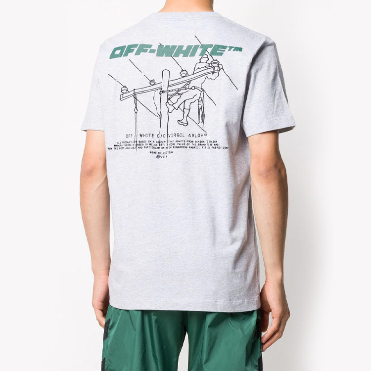 Off-White FW20 Trellis Worker Logo Printed Men Grey OMAA027E20JER0160855