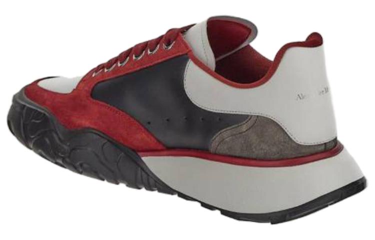 Alexander McQueen Color Block Low-top Leather Sneakers 'Red Black Grey' 667799WID6J8829