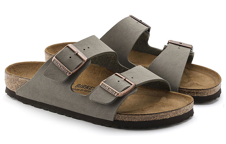 Birkenstock Arizona Birko-Flor Birkibuc Narrow Fit 'Stone' 0151213