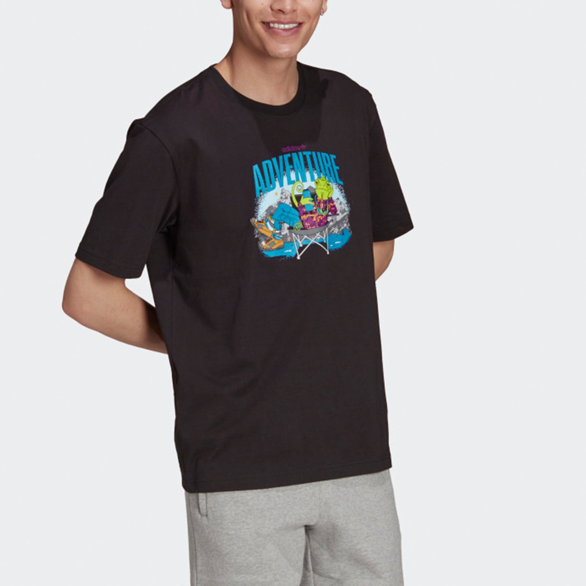 Men's adidas originals Chameleon Printing Sports Short Sleeve Black T-Shirt H09079