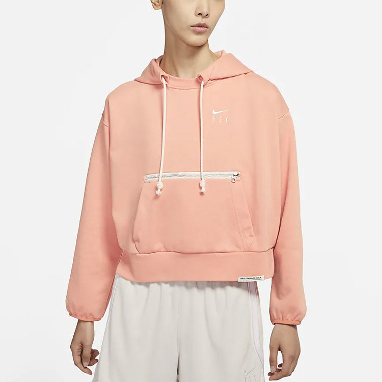 (WMNS) Nike Embroidered Logo Big Pocket Short Sports Hoodie Light Orange DA6484-824