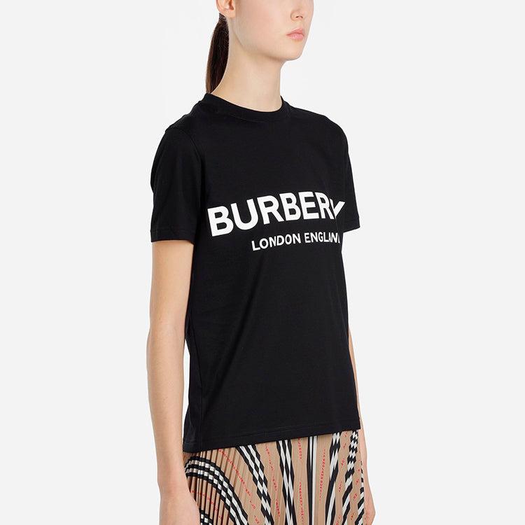 Burberry Alphabet Logo Printing Cotton Round Neck Short Sleeve Black 8011651