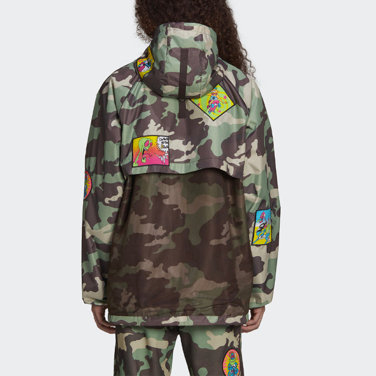 adidas originals x JEREMY SCOTT Crossover Casual hooded Camouflage Jacket Green H53375