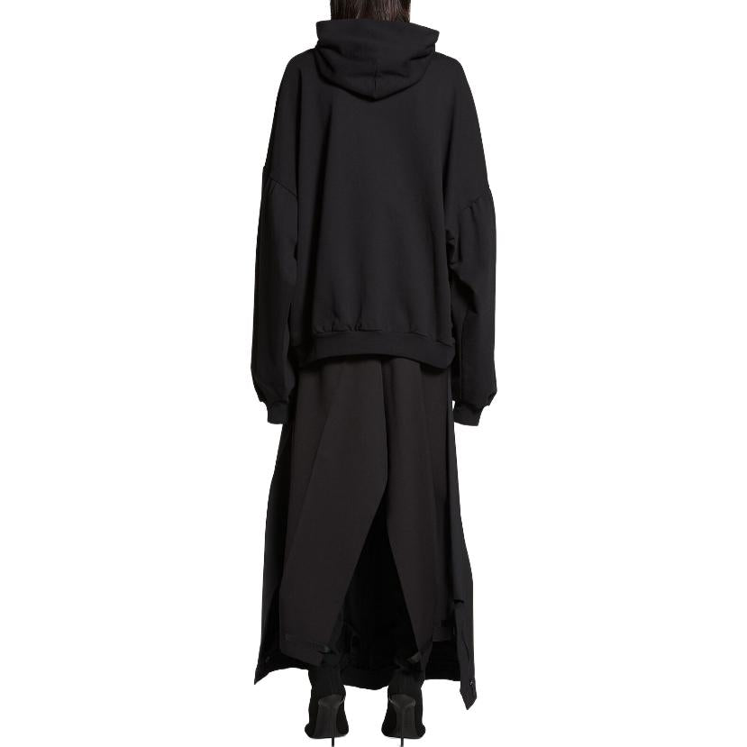 Balenciaga Back Flip Round Hoodie Oversized 'Black White' 761458TPVG11070