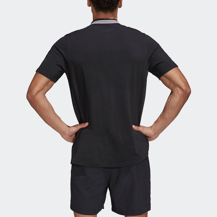 adidas Printing lapel Short Sleeve Polo Shirt Black HB6015