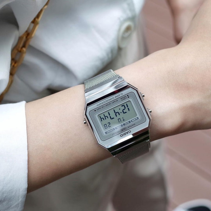 CASIO Waterproof Sports Unisex Mens Silver Digital A700WM-7A