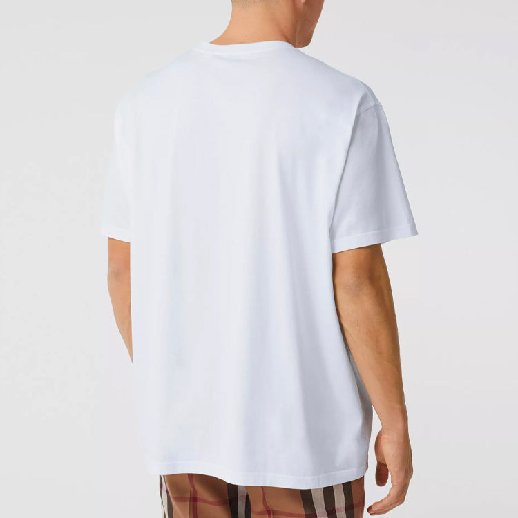 Men's Burberry Graffiti Printing Cotton Short Sleeve White 45671591