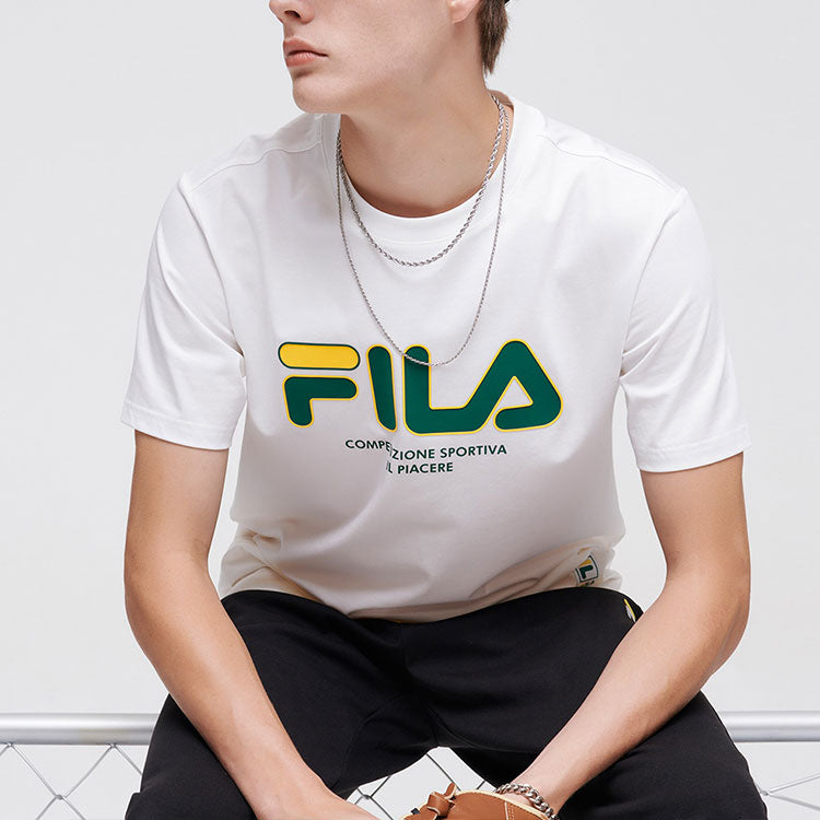 FILA FUSION Printing Round Neck Short Sleeve White T11M122102F-WT