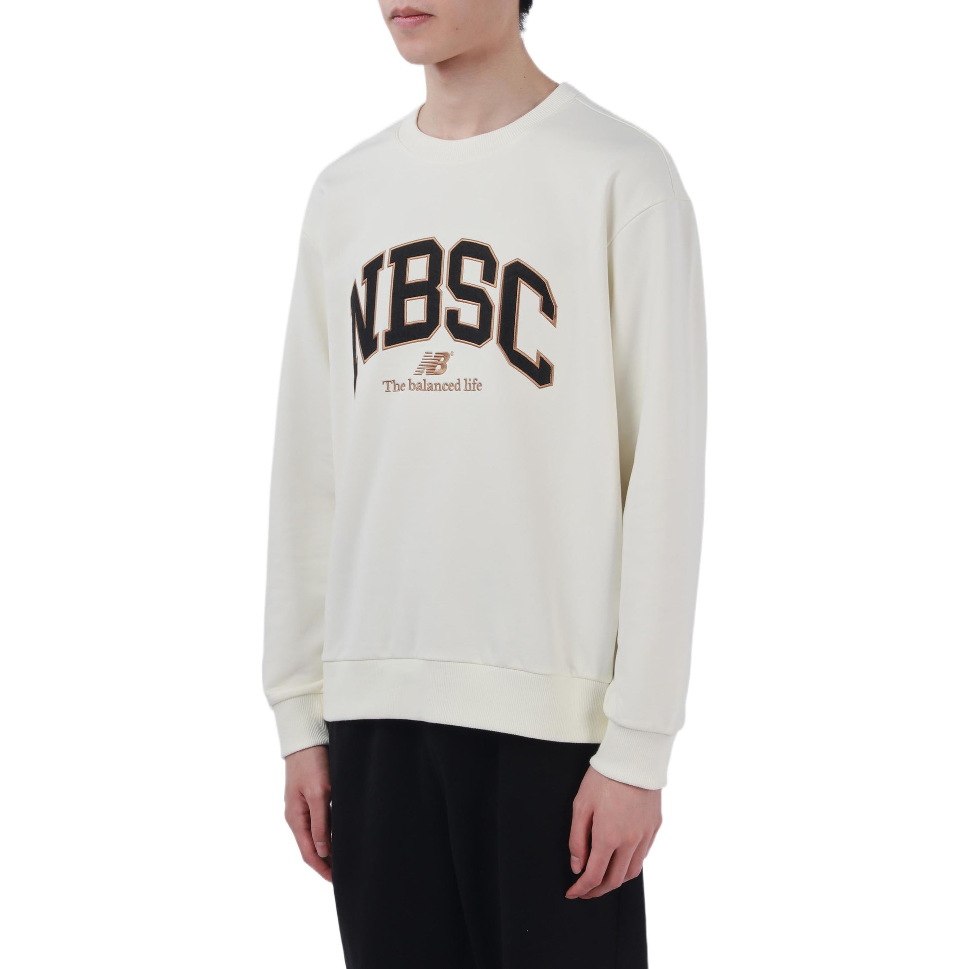 New Balance Casual Sports Sweatshirt Asia Sizing 'White Black' 5CC44333-IV