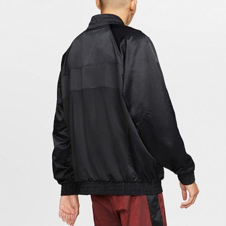 Air Jordan Stand Collar Logo Casual Woven Sports Jacket Black AV1303-011