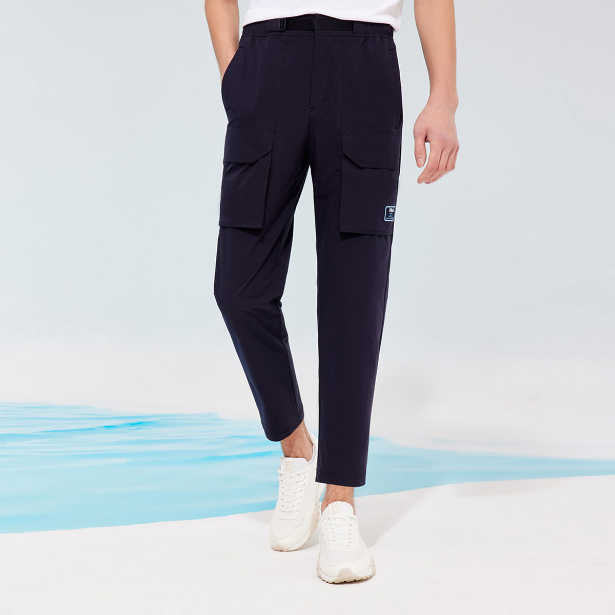 FILA Logo Alphabet Printing Multiple Pockets Casual Pants Blue F11M128812F-NV