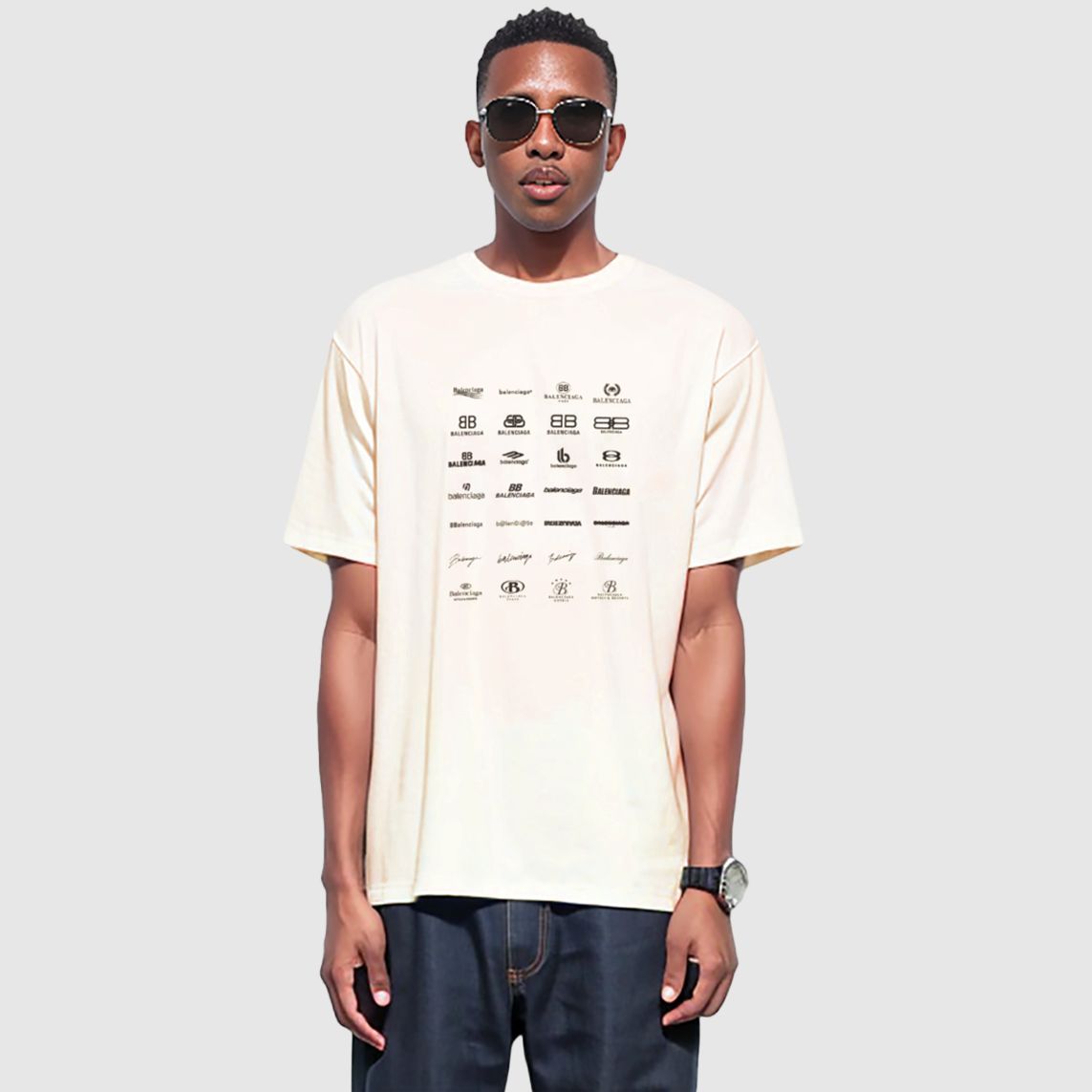 Balenciaga Archives Logos T-Shirt Oversized 'White' 712398TNVQ79784