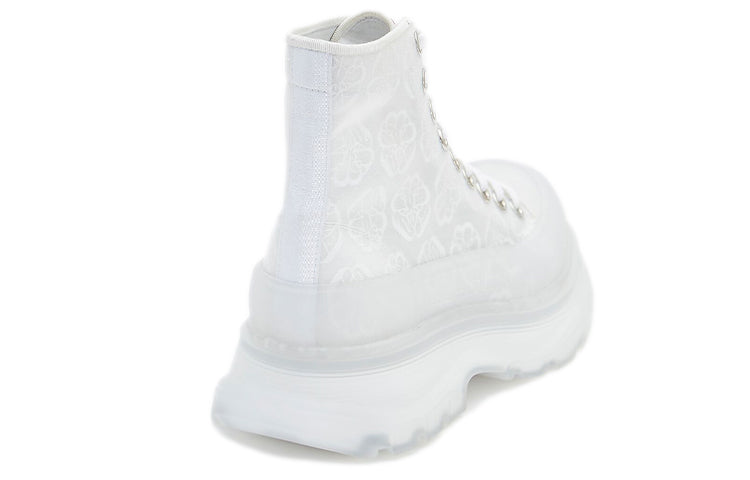 (WMNS) Alexander McQueen Tread Slick Lace Up High Boots 'White Transparent' 658086W4Q329337