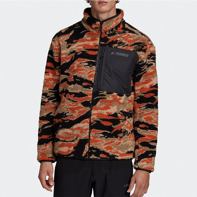 adidas Xplr Sherpa F Outdoor Sports Double Sided Jacket Red Colorblock GE9897