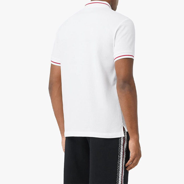 Men's Burberry Logo Intarsia Short Sleeve Polo Shirt White 80259731