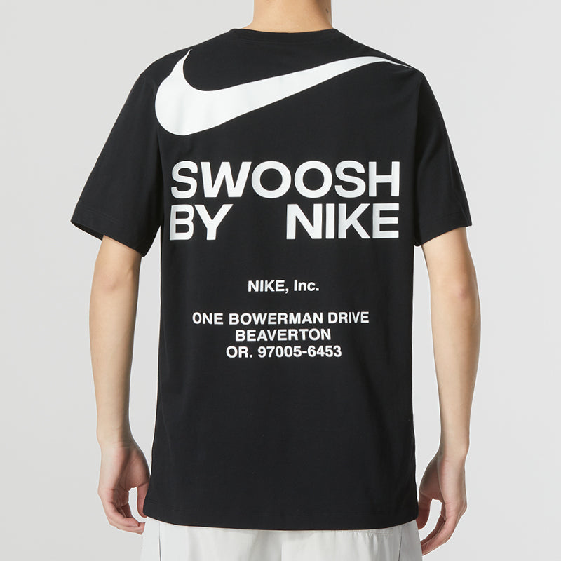 Nike Sportswear Big Swoosh Running Gym Cotton T-Shirt 'Black' DZ2882-010