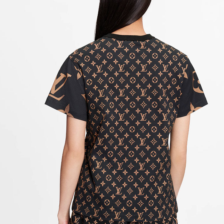 Men's LOUIS VUITTON FW21 Monogram Logo Full Print Short Sleeve Brown 1A93IW