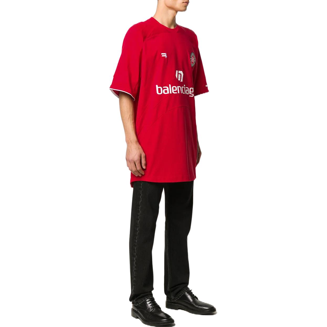 Balenciaga Soccer T-shirt Oversized 'Red White' 641658TJV516540