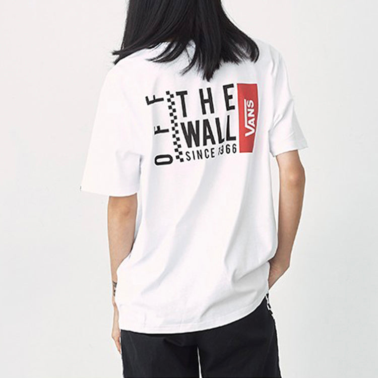 Vans Logo Alphabet Printing Short Sleeve Couple Style White VN0A4P4CWHT