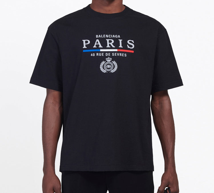 Balenciaga SS20 Paris Flag Regular paris Logo Tee 594579TGV481000