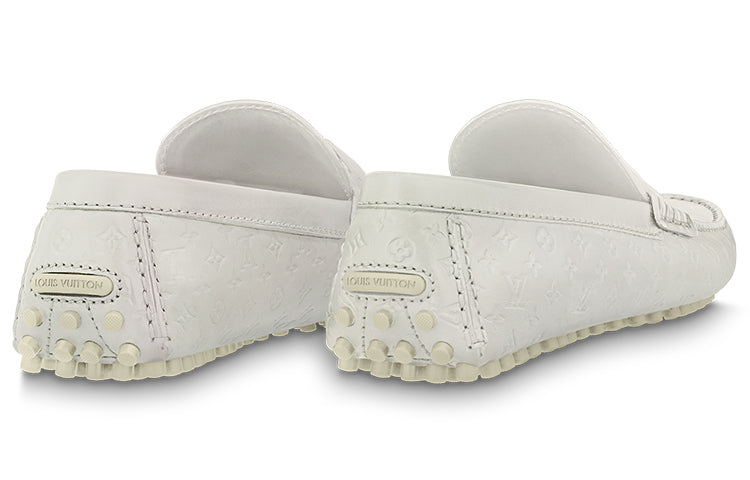 LOUIS VUITTON Hockenheim Moccasin Shoes 'White Minimonogram' 1ABM3T